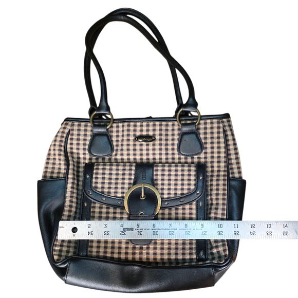 Vtg. Longaberger Houndstooth Shoulder Tote Bag Brown Black Cream - Picture 6 of 10
